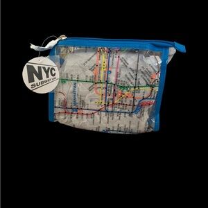 Vintage NYC Subway Line Clear Cosmetic Case – Blue Trim